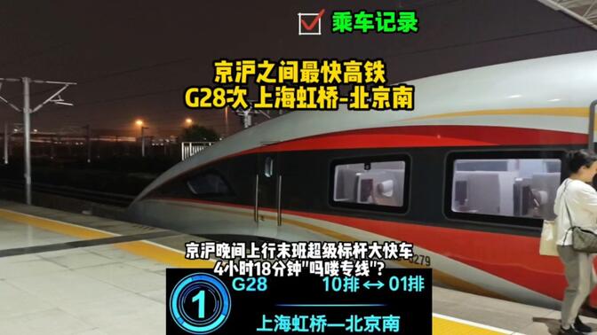 2024年最后的压轴运转：京沪最快大标杆G28次列车（上海虹桥-北京南）全程高能跨站，8分钟感受真正的中国速度