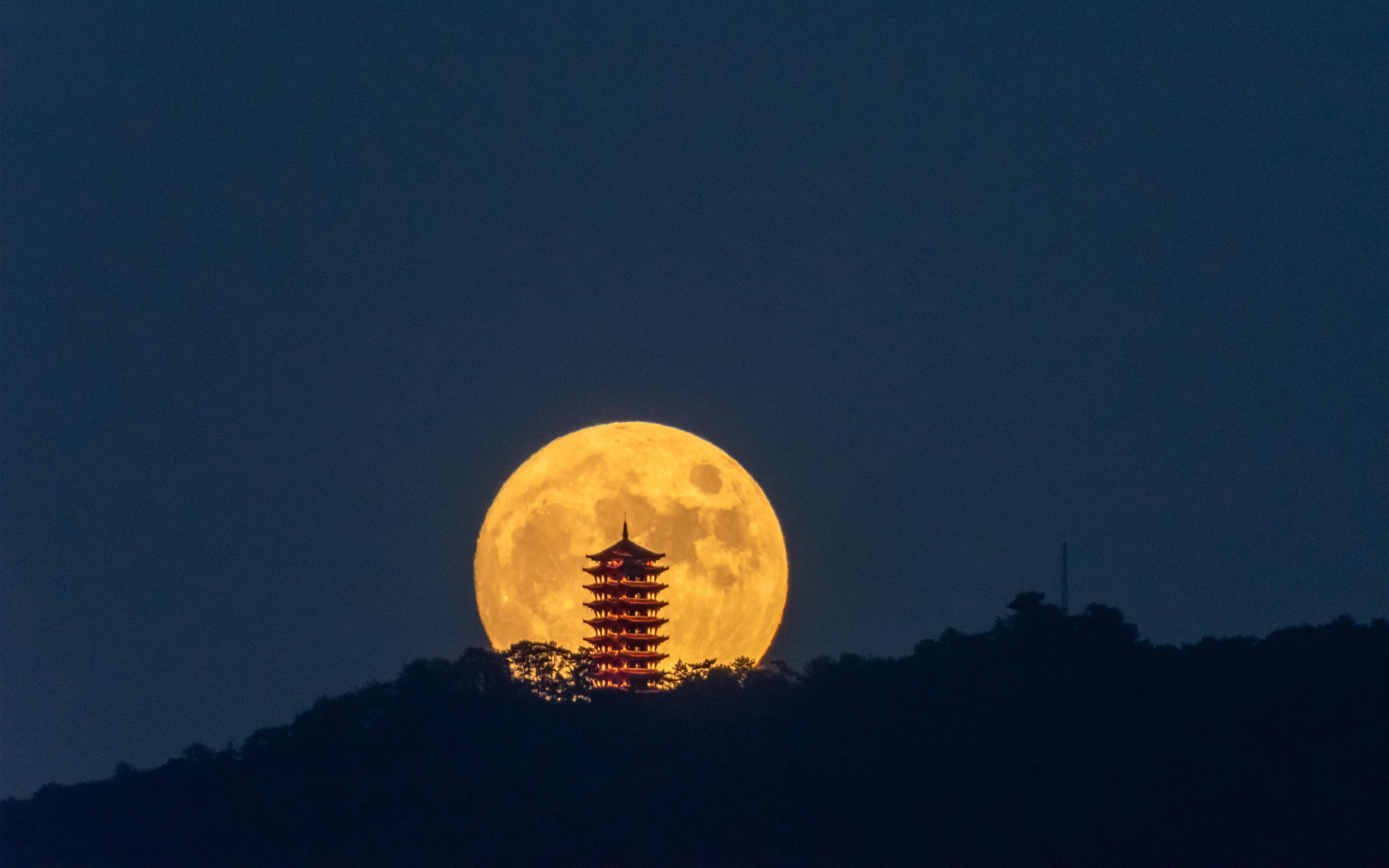 【4k】北碚缙云塔中秋月升 | 月是故乡明,心安是归途.