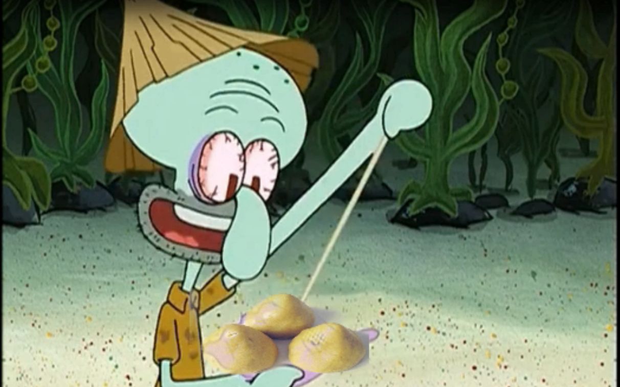 章鱼哥:我能吃点东西吗?魔法海螺:窝窝头,一块钱四个