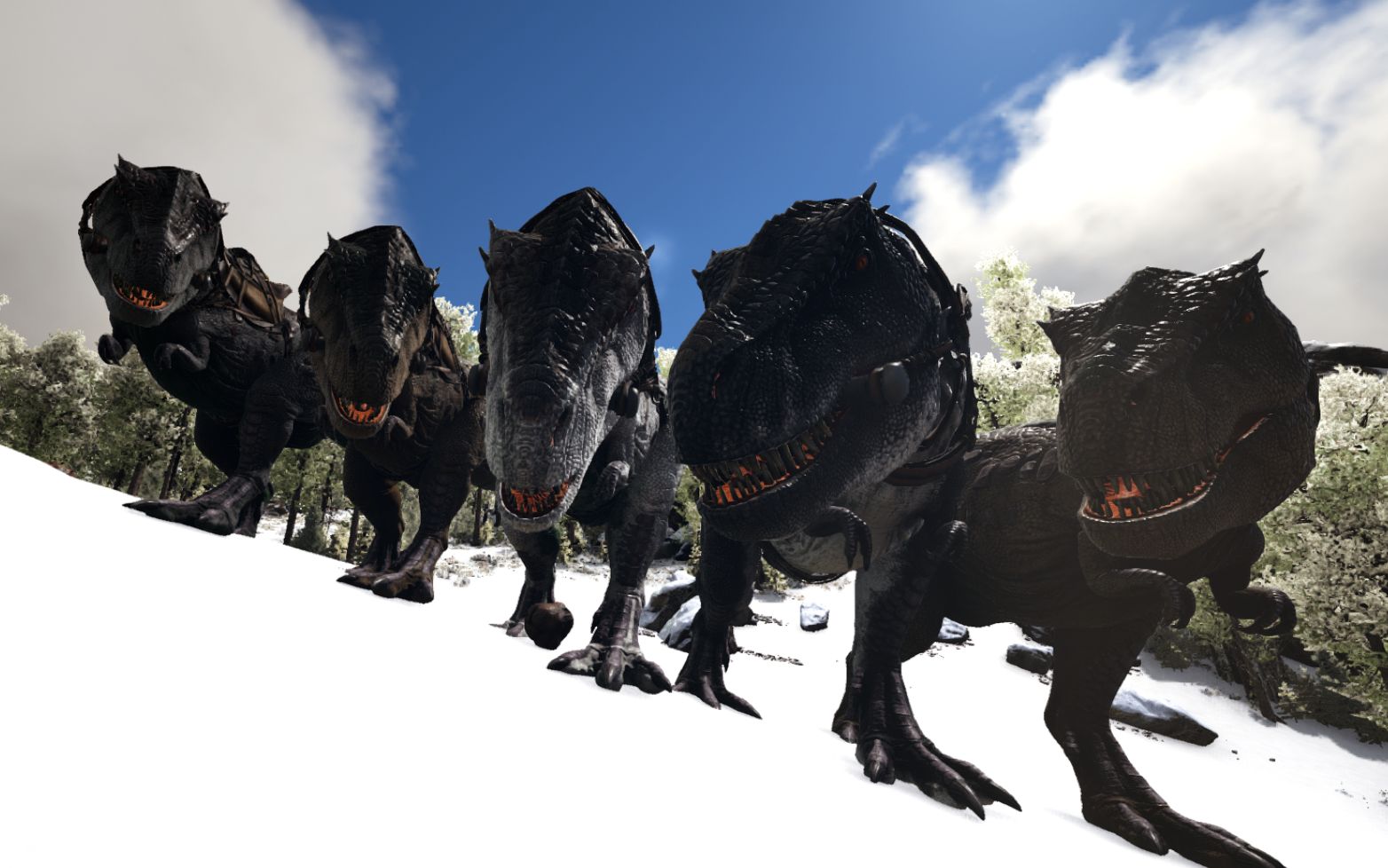 方舟为了打boss把雪山的霸王龙全抓起来生娃实在太坏了