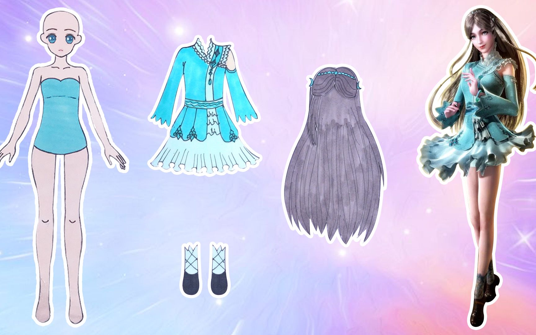 手工纸娃娃玩具纸娃娃装扮斗罗大陆宁荣荣装扮