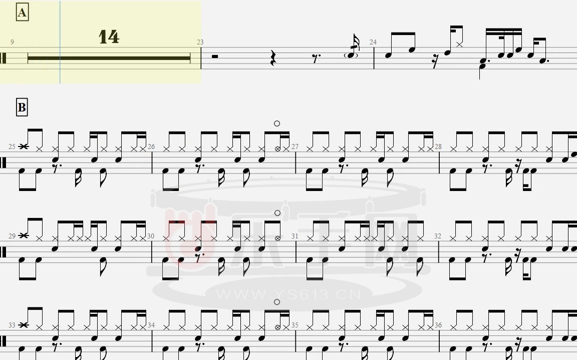 [图]【乐手网】多幸运遇见你 - 李乐乐架子鼓鼓谱（动态鼓谱）演示