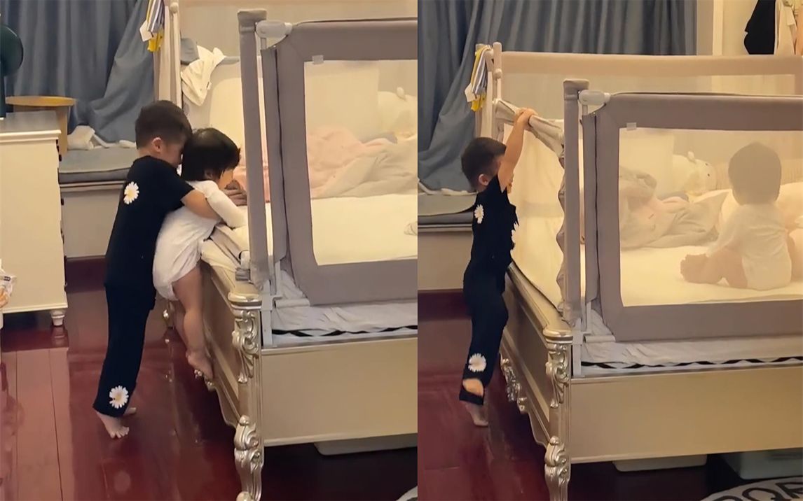 三岁哥哥暖心照顾一岁妹妹一个小细节引网友点赞满满安全感