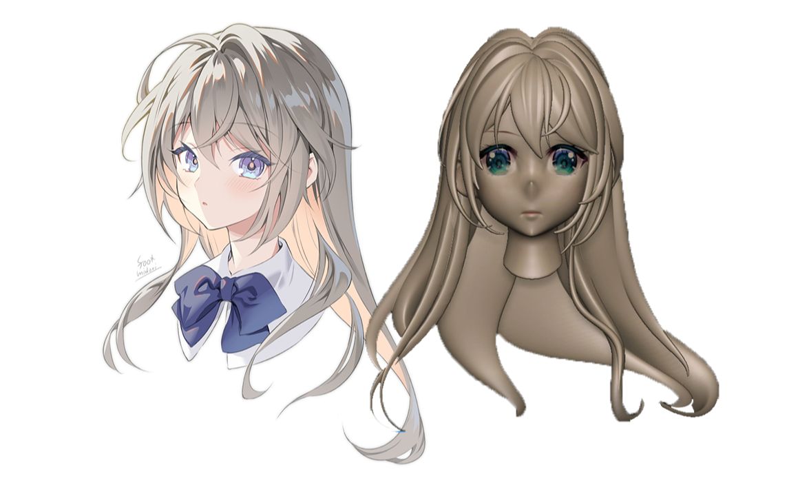 【zbrush角色建模】二次元模型人物角色教学案例,新手小白一看就会