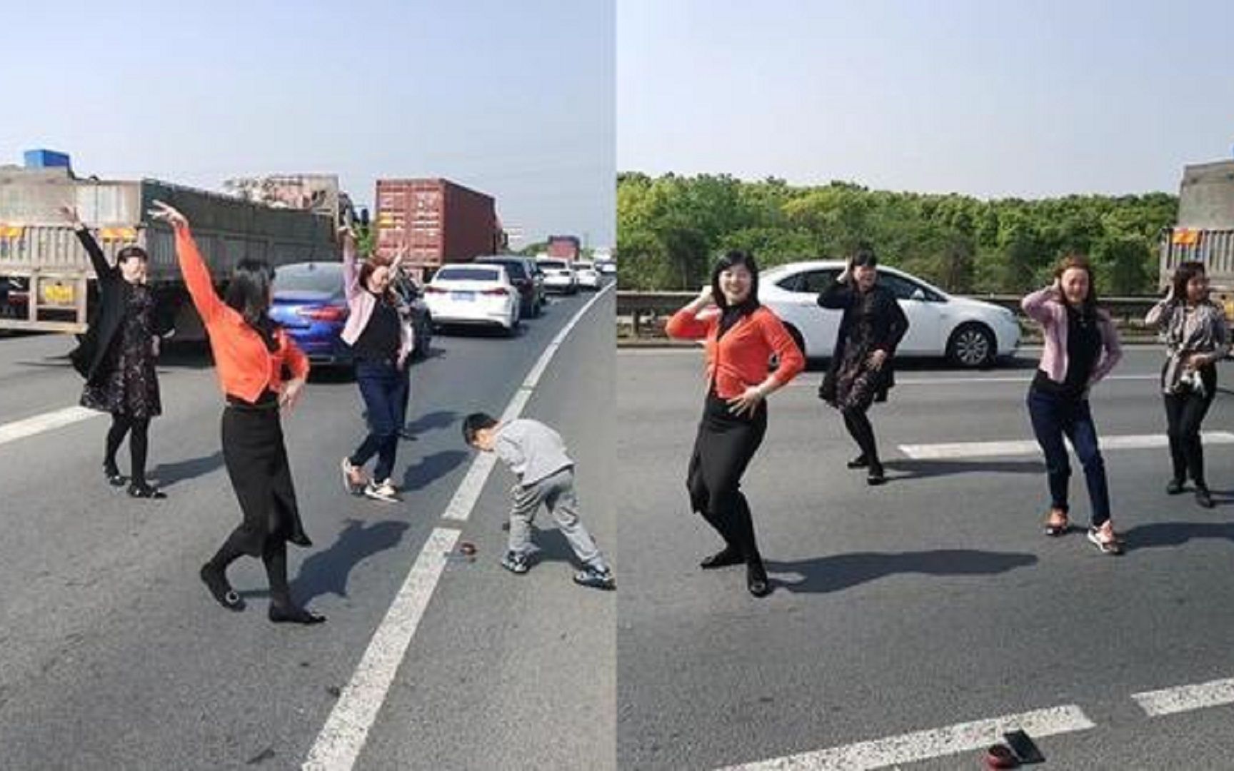 五一出行却遇高速堵车,女子下车跳舞解闷,熟练舞姿引众人围观