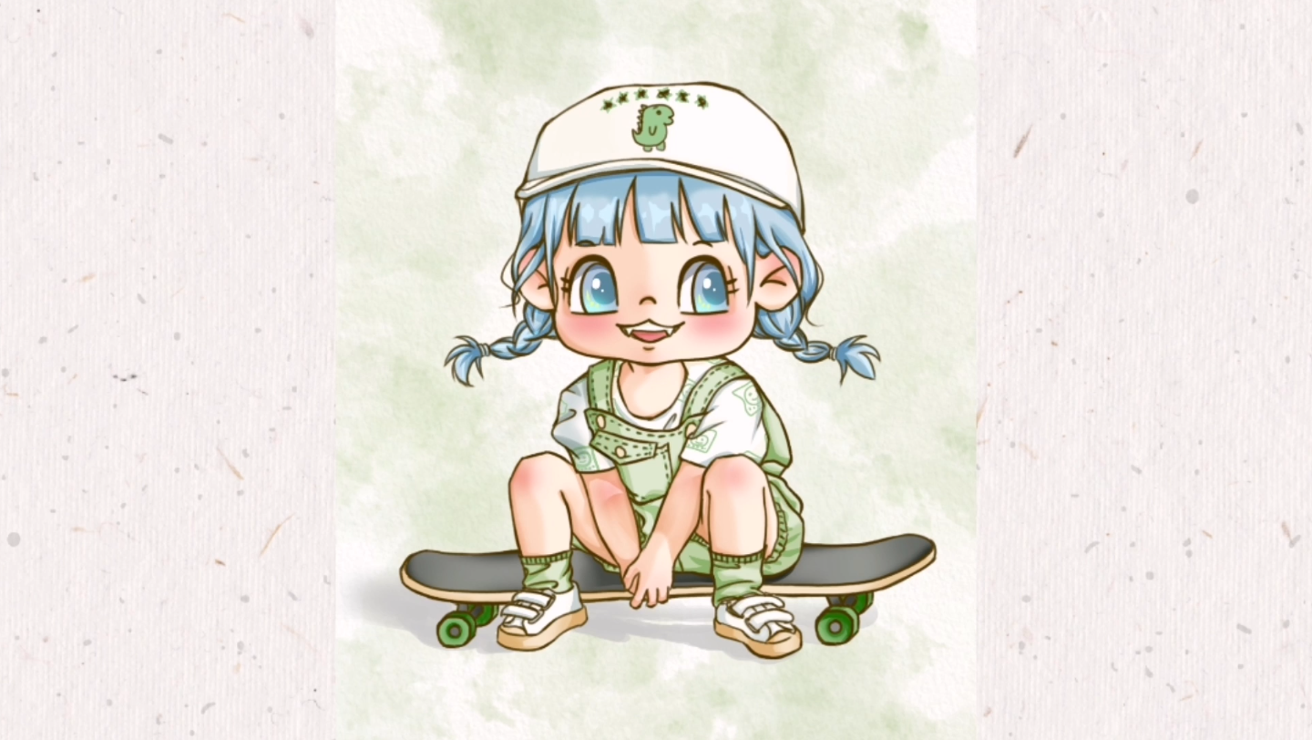 滑板漫画少女图片