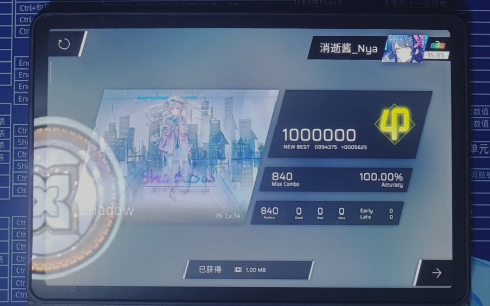 『phigros』shadow [in lv.14] all perfect 手元