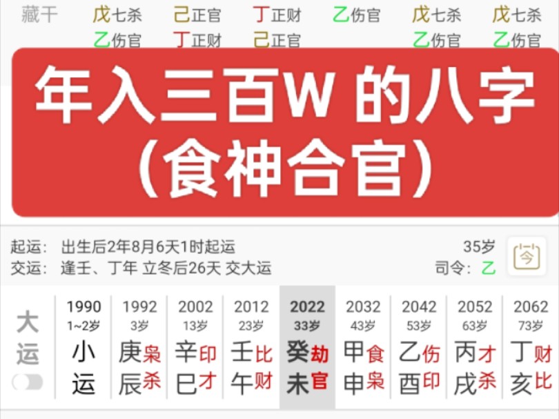 年收入300W的八字(食神合官)哔哩哔哩bilibili