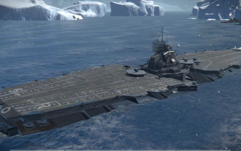 现代战舰科幻航母,双甲板并且4个起飞跑道,全长406米起码40万吨了吧?