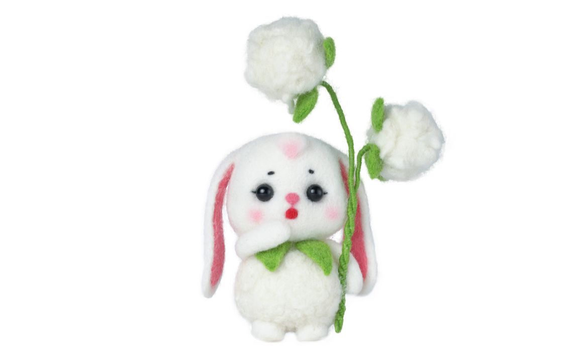 【梧桐家羊毛毡】原创 棉花小兔 羊毛毡戳戳乐手工diy制作教学视频