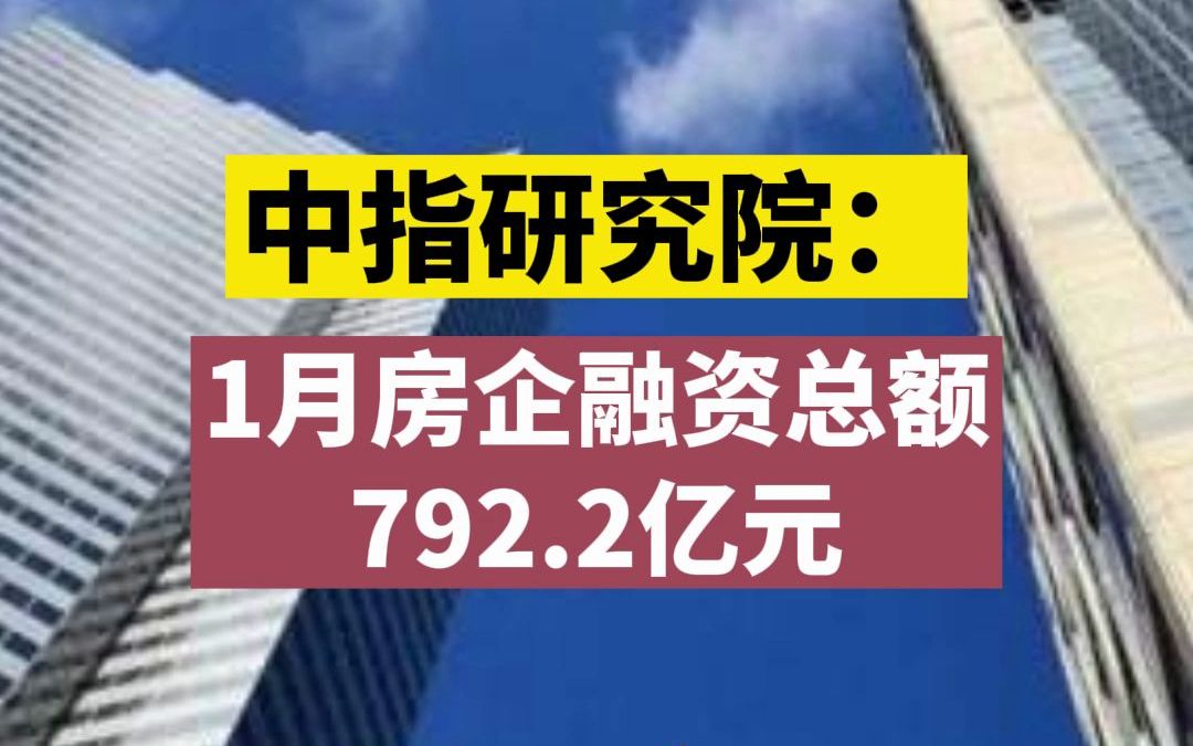 中指研究院:1月房企融资总额792.2亿元哔哩哔哩bilibili