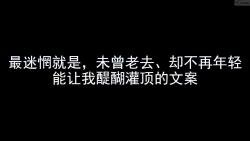 最迷惘就是,未曾老去、却不再年轻能让我醍醐灌顶的文案哔哩哔哩bilibili