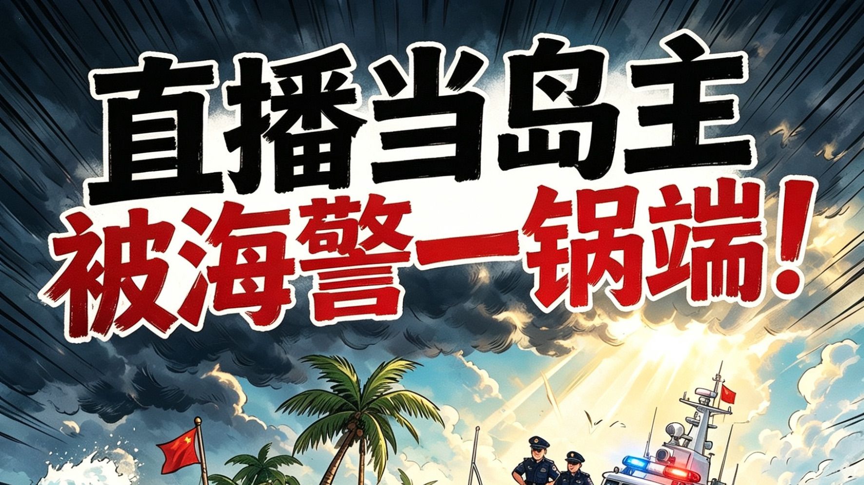 直播荒岛当岛主，被海警一锅端😂