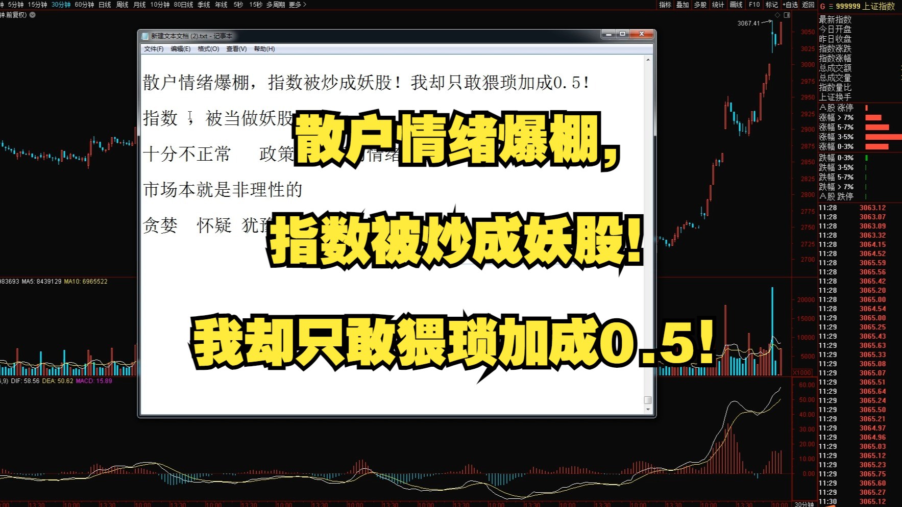 散户情绪爆棚,指数被炒成妖股!我却只敢猥琐加成0.5成!哔哩哔哩bilibili