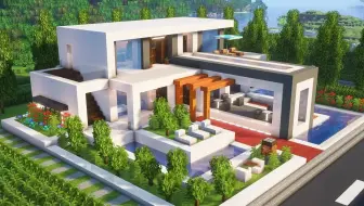 【我的世界】建筑教学：想要一座完美的现代别墅？保姆级教学来啦！🏠