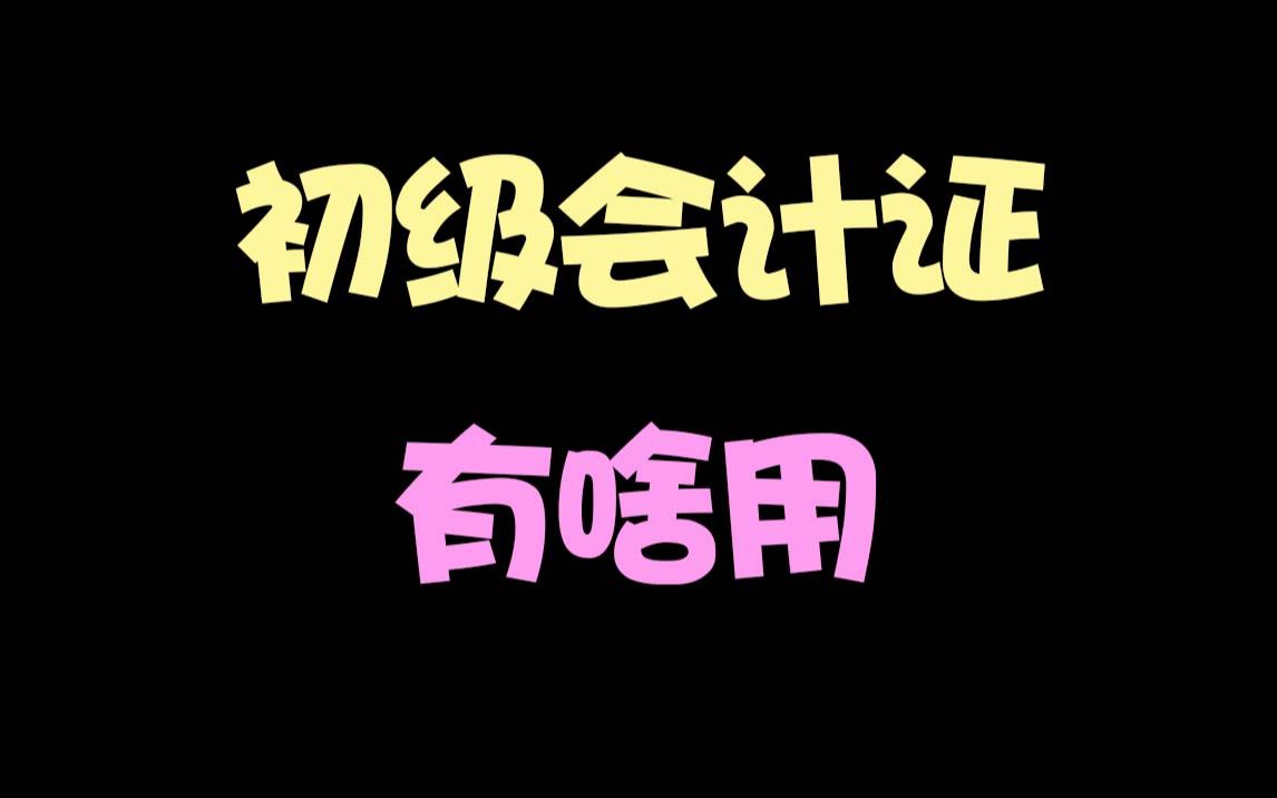 初级会计证在财会工作中有什么用哔哩哔哩bilibili