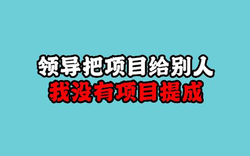 领导把项目给别人,我没有项目提成,怎么办?哔哩哔哩bilibili