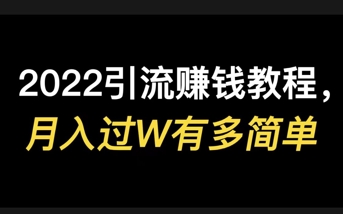 2022最新引流赚钱教程,月入过W有多简单哔哩哔哩bilibili