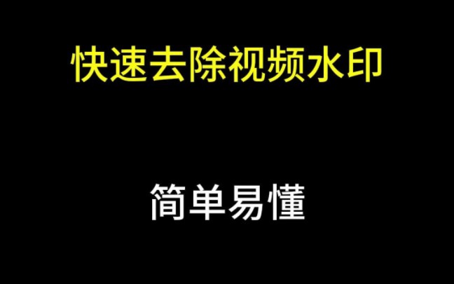 快速去除视频水印,简单易懂,赶紧码住哔哩哔哩bilibili