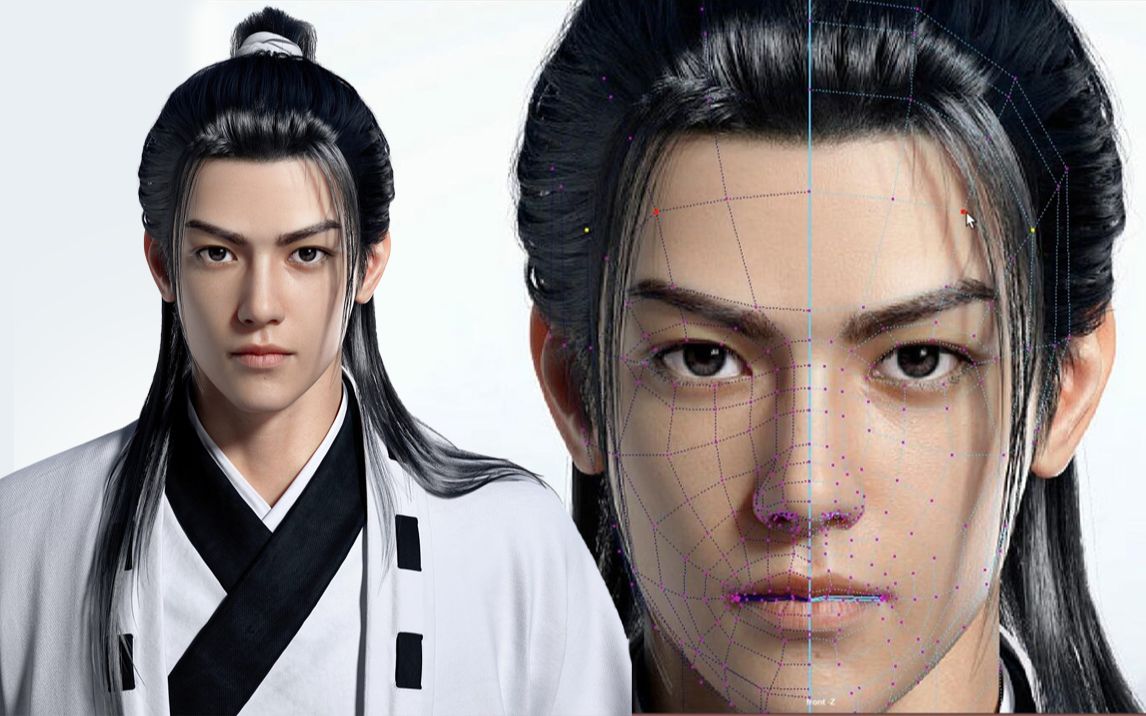 【maya人物建模】凡人修仙传-"韩立"人物模型布线结构教学_哔哩哔哩