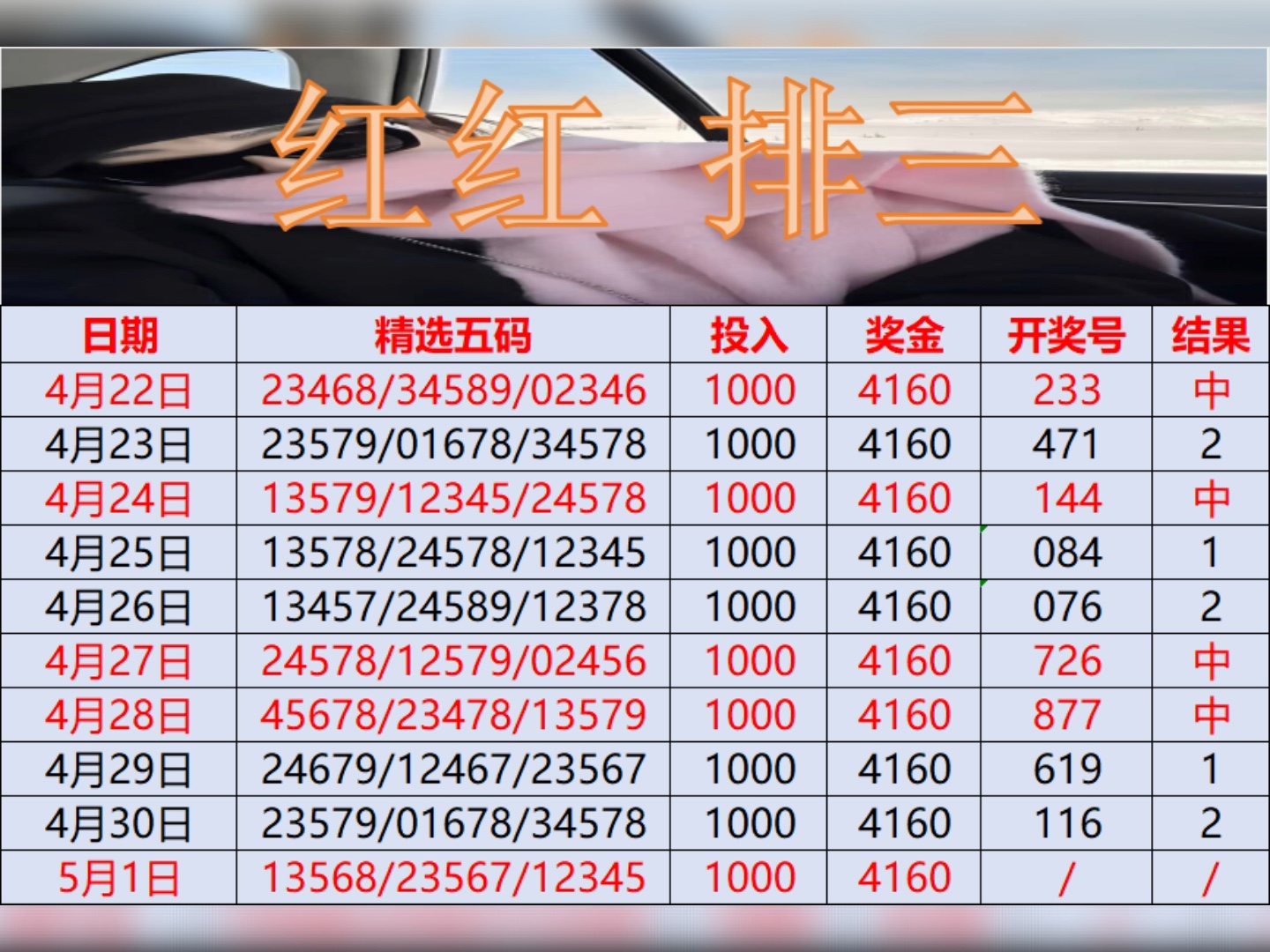 排列三试机号