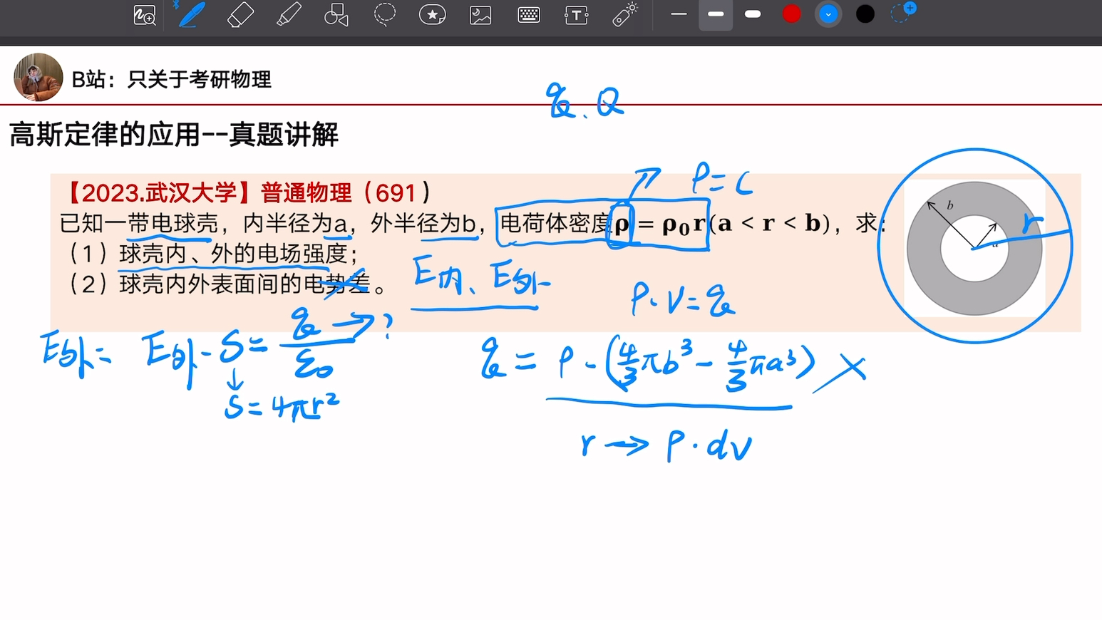 [图]2024物理学考研-电磁学(高斯定律）内含2023真题讲解