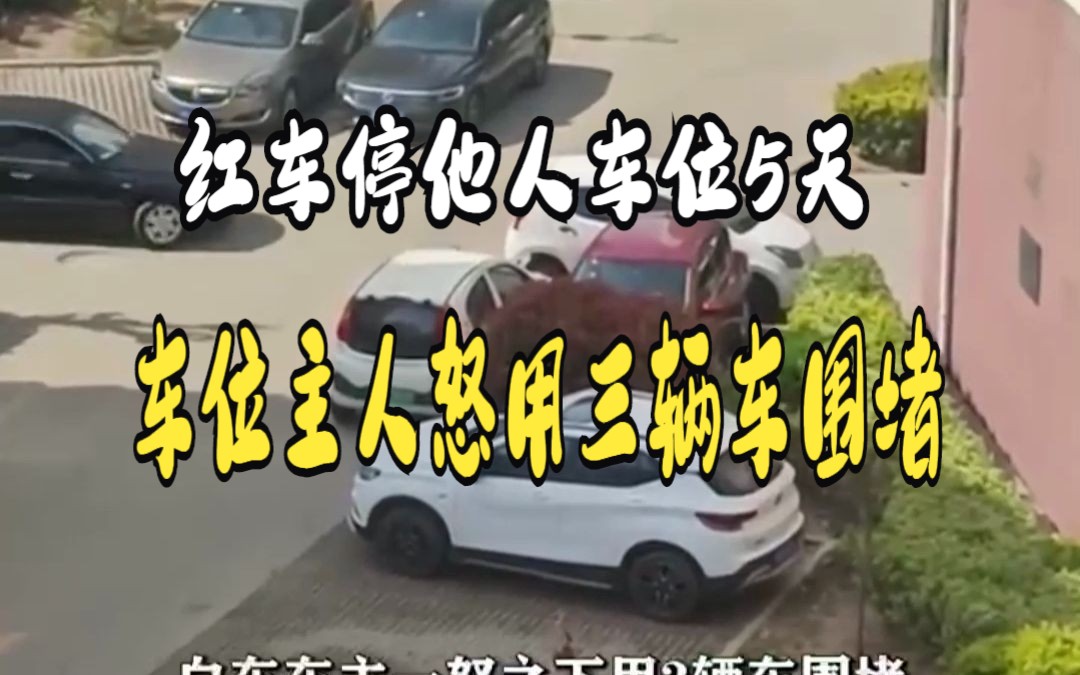 红车停他人车位5天 车位主人怒用三辆车围堵哔哩哔哩bilibili