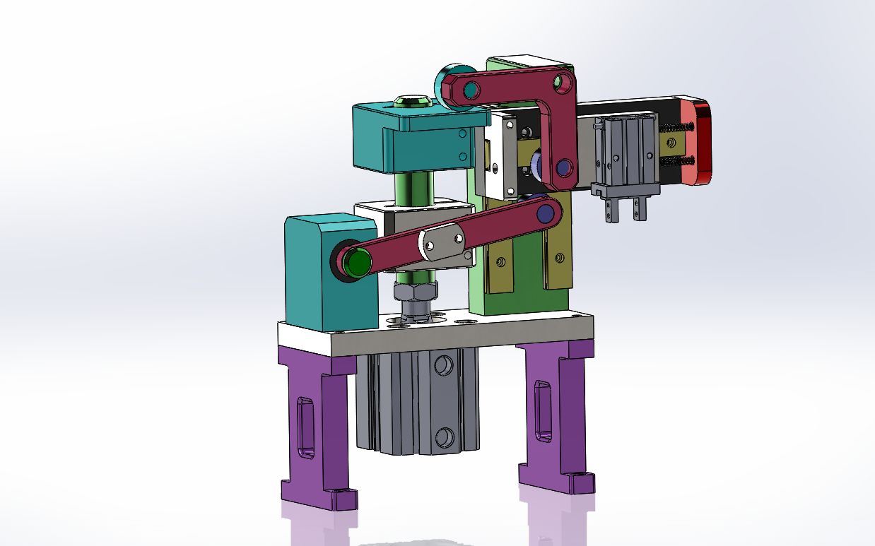 一个气缸实现两个方向的运动,连杆机构使用特别巧妙