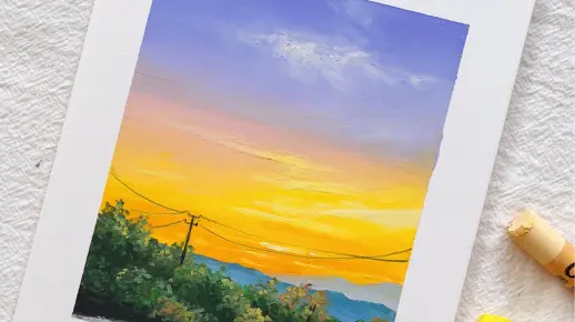 油画棒·零基础日落｜绘画教程