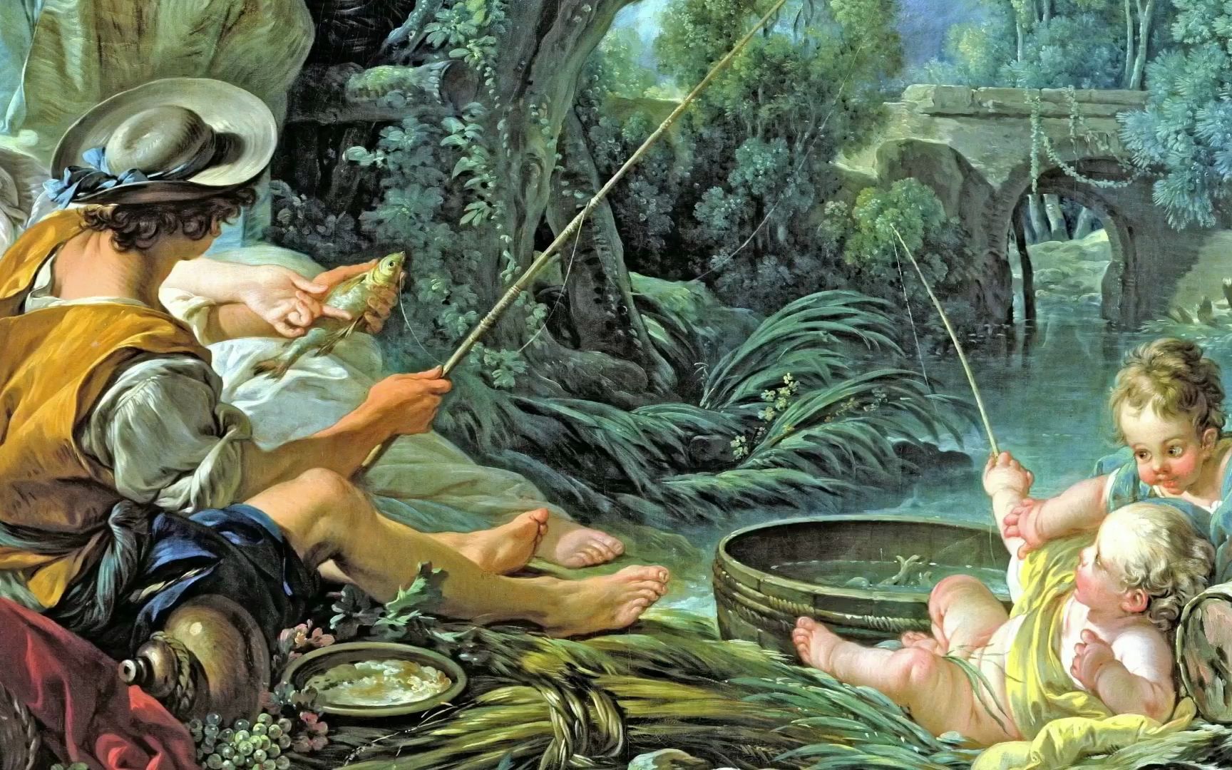 名画布歇正在钓鱼的人欣赏