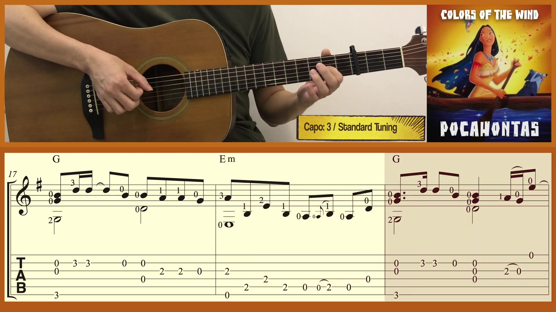 [图]Colors of the Wind - Pocahontas (Easy Guitar) [Notation + TAB]