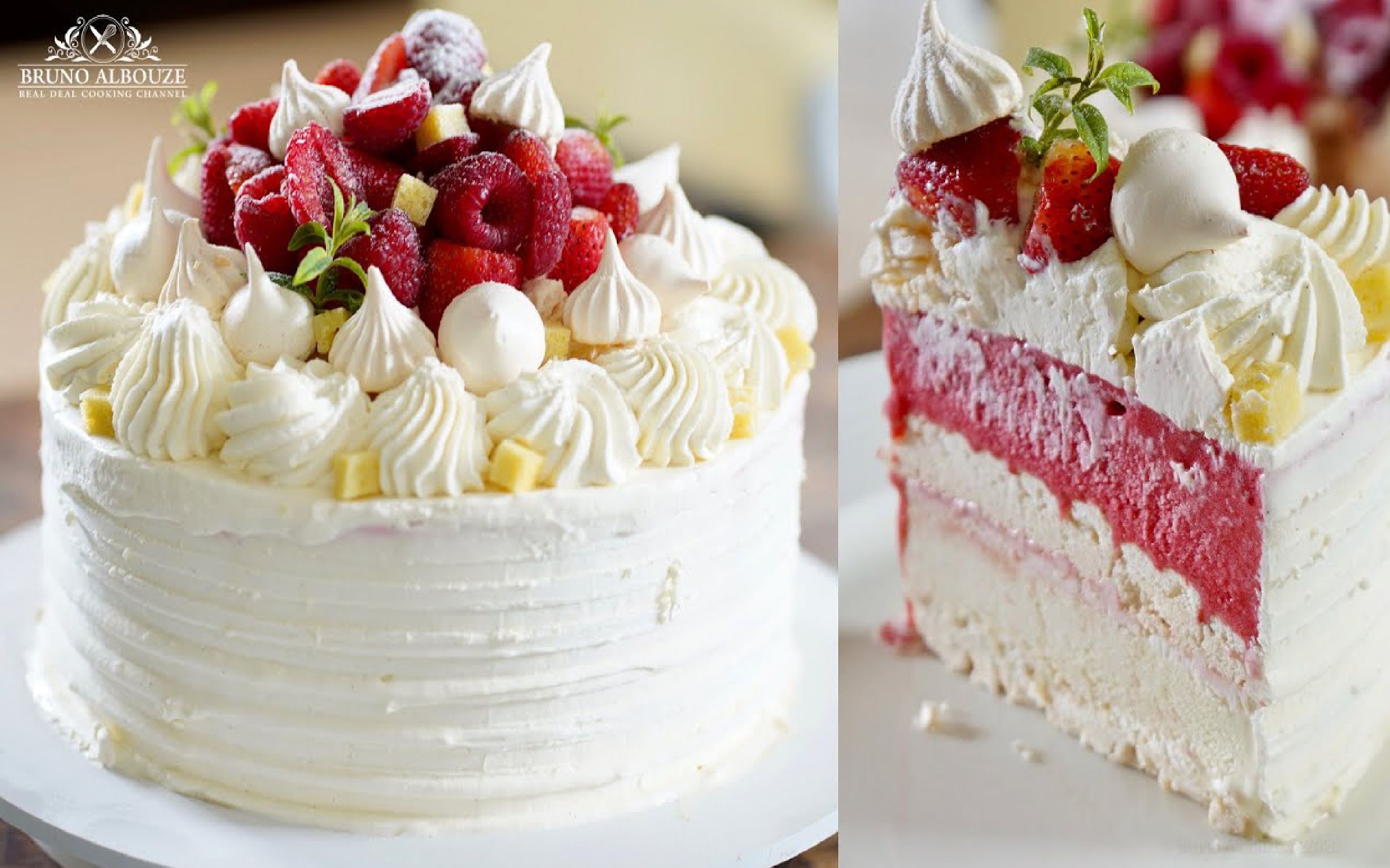 【冰淇淋夹心蛋糕】虽然我也没有冰淇淋机 英语中字烘焙教程-vacherin