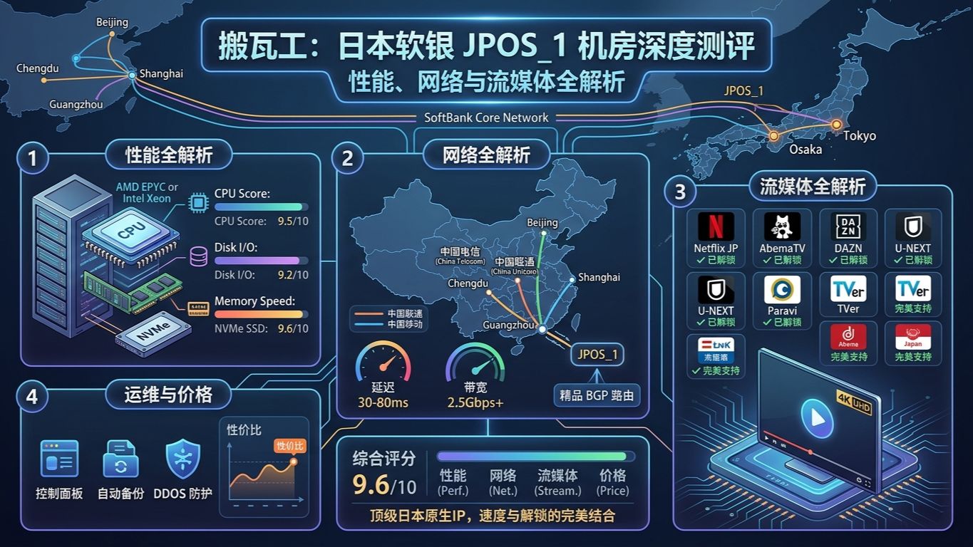 搬瓦工 JPOS_1 深度测评|日本软银线路到底值不值得入手?