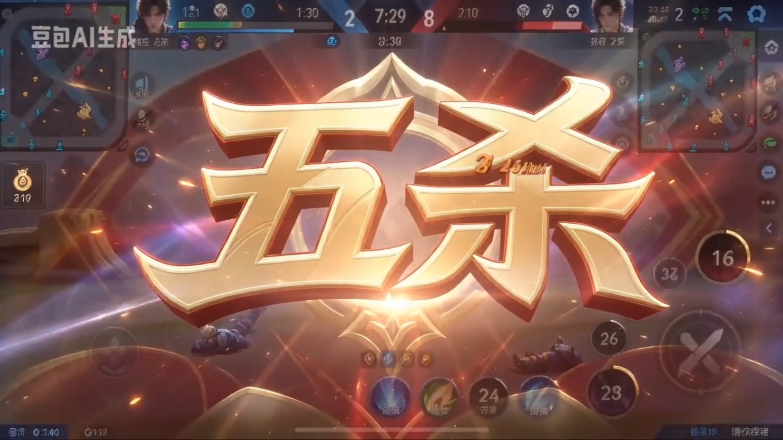 豆包给我生成的王者荣耀五杀视频