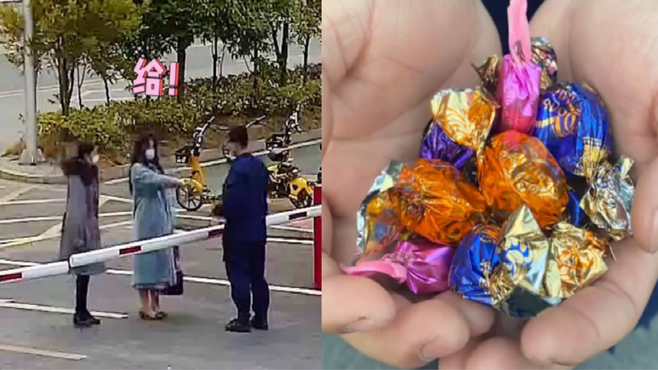 踢翻这碗狗粮女友带闺蜜看望消防员男友手捧巧克力甜蜜暴击