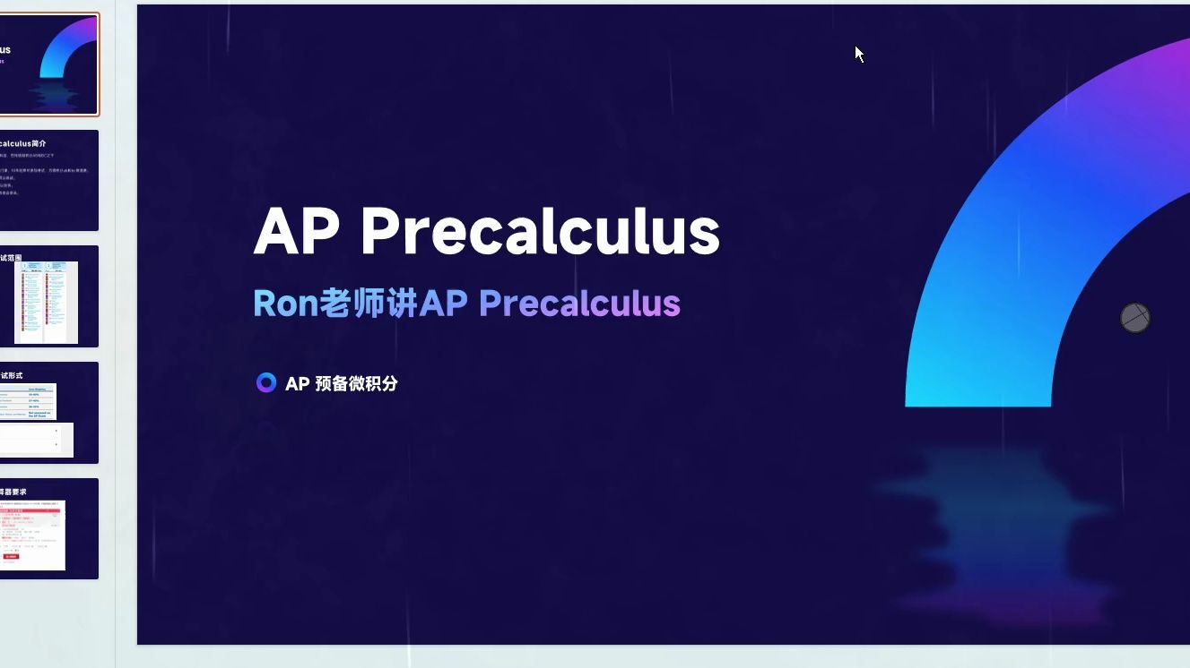 [图]Ron老师讲APprecalculus AP预备微积分