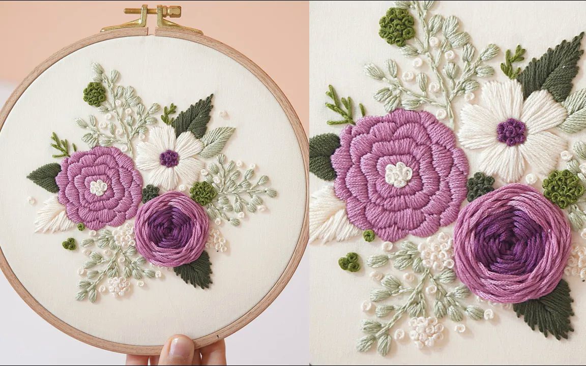 【momentoell】紫色花束刺绣教程