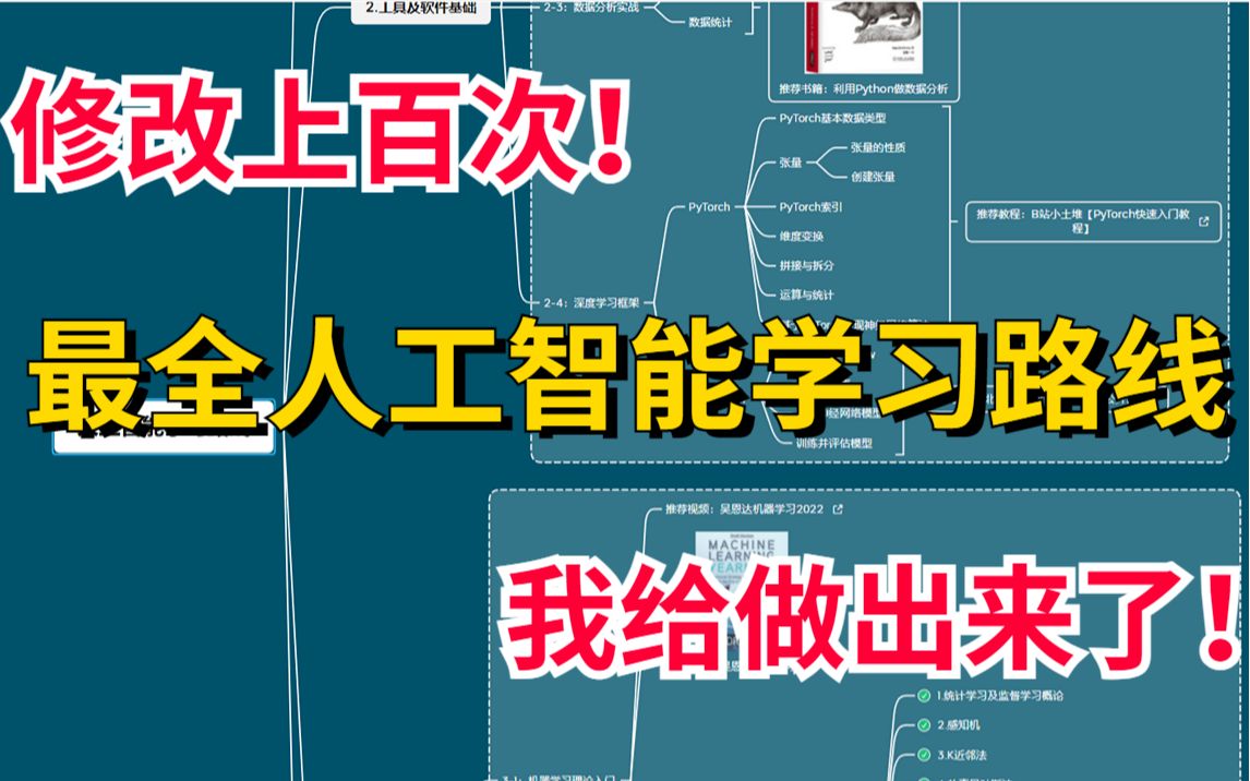 [图]【耗时30天，修改上百次！】适合所有零基础人群的最全人工智能学习路线，我给做出来了！-人工智能/AI/深度学习/机器学习