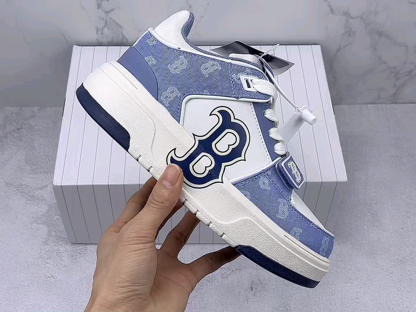 实拍视频mlb b字母印花 魔术贴 低帮 小麦昆 厚底 小红书爆款 ml