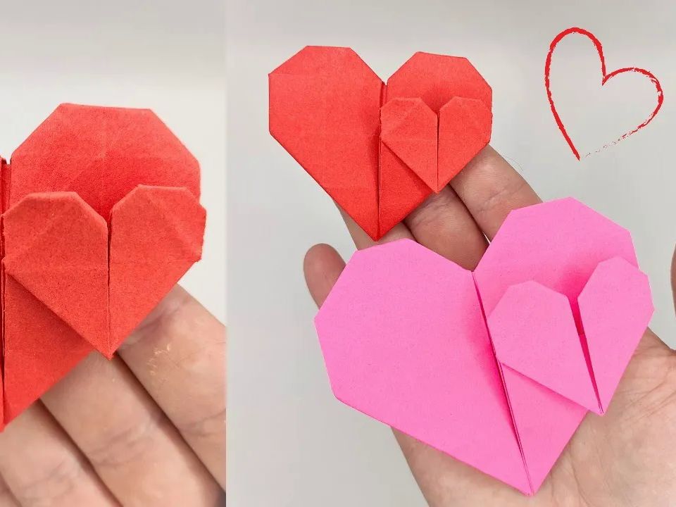 【origami library】心连心折纸教程origami heart in heart