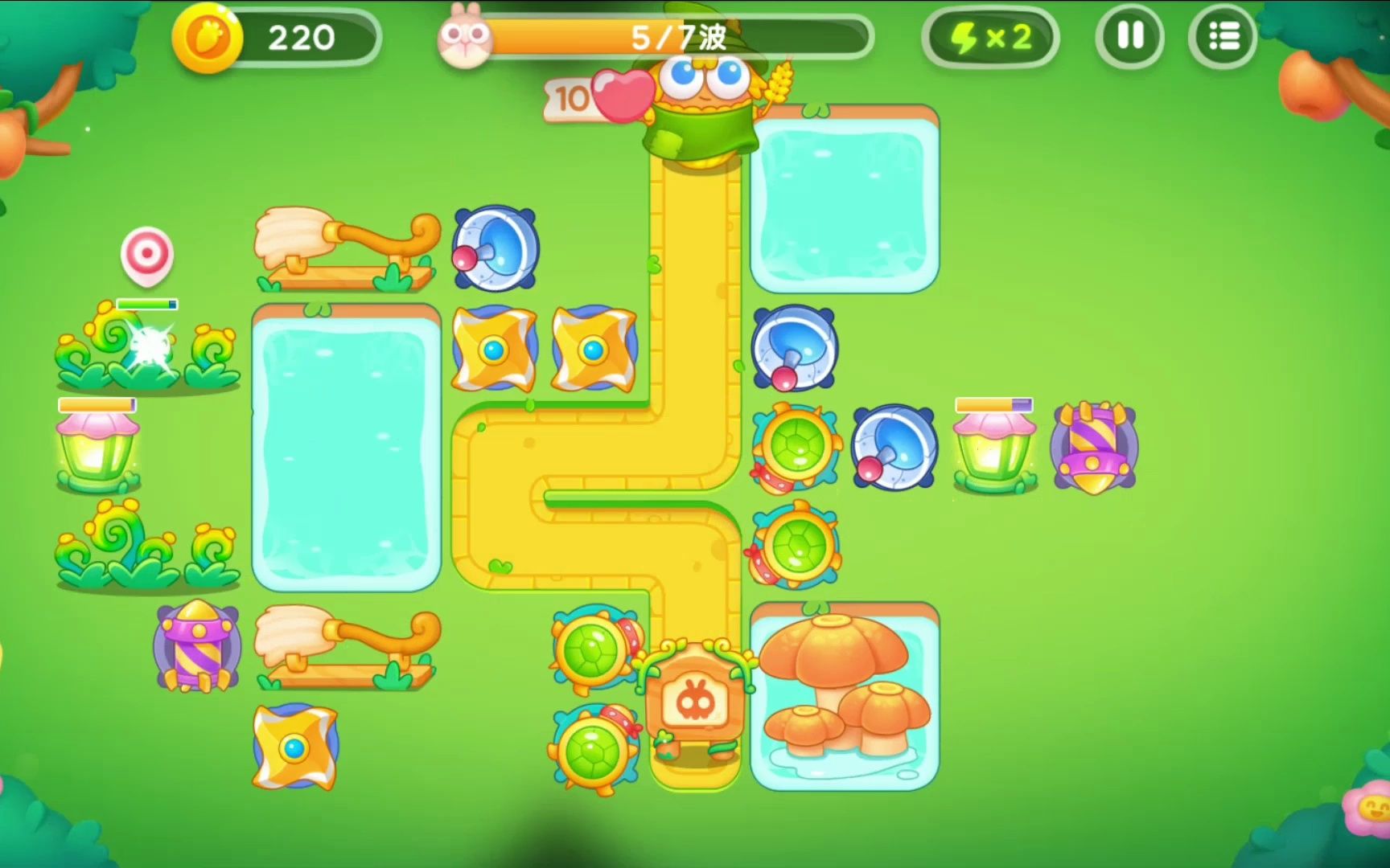 保卫萝卜4 绿野奇缘 第57关 无伤全清金萝卜攻略