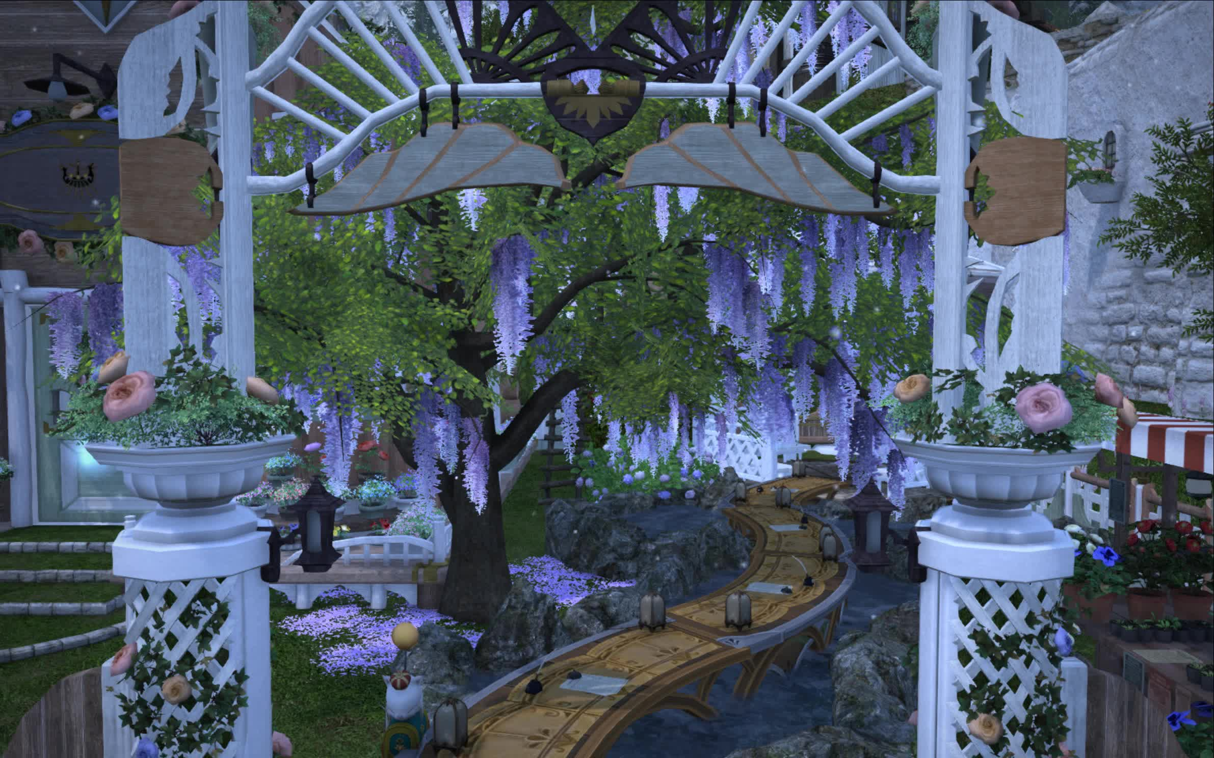 【ff14庭院】——海都s房庭院,海景房花园和悬浮温泉