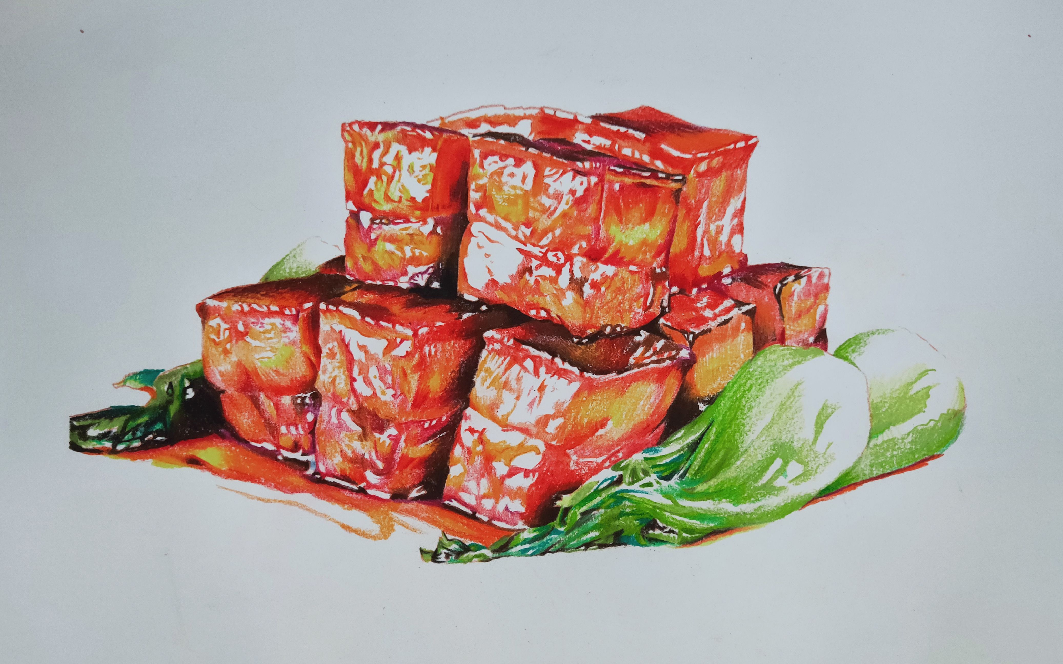 【彩铅手绘】心好累啊,这不是豆腐,是红烧肉._哔哩哔哩_bilibili