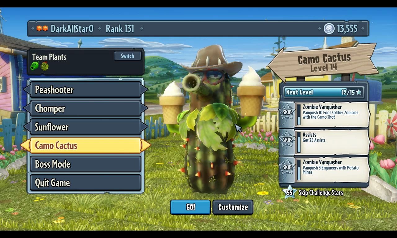 花园战争1迷彩仙人掌手感爆炸