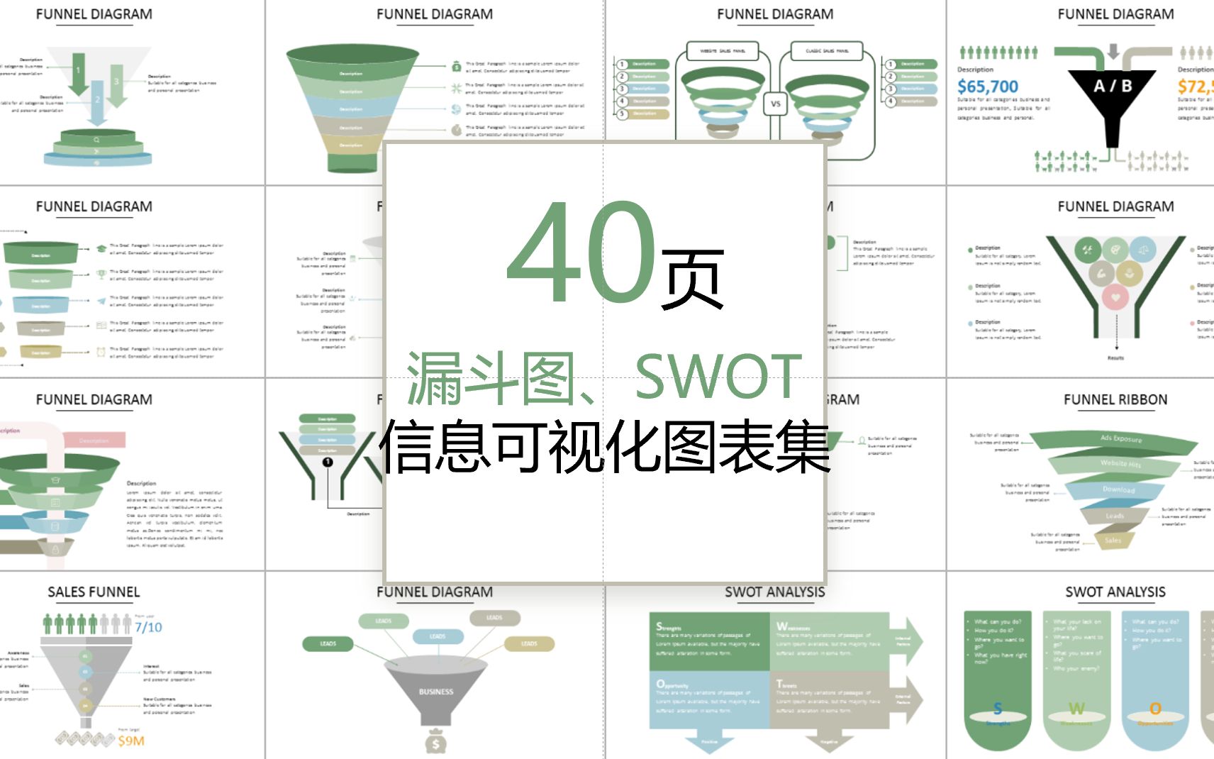 【合集10】40页漏斗图SWOT信息可视化PPT图表哔哩哔哩bilibili