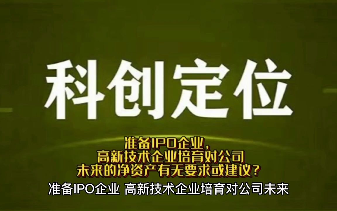 准备IPO企业,高新技术企业培育对公司未来的净资产有无要求或建议?哔哩哔哩bilibili