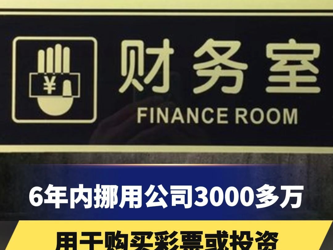 6年内挪用公司3000多万,用于购买彩票或投资,不料投资一样亏一样,卖掉上海房产还款900万,但仍有3000多万的账户无法填补哔哩哔哩bilibili