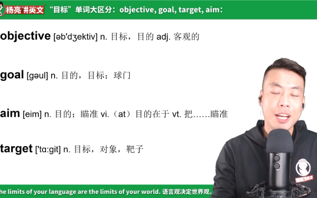 杨亮讲单词 E240: “目标”单词大区分:goal, objective, aim, target哔哩哔哩bilibili