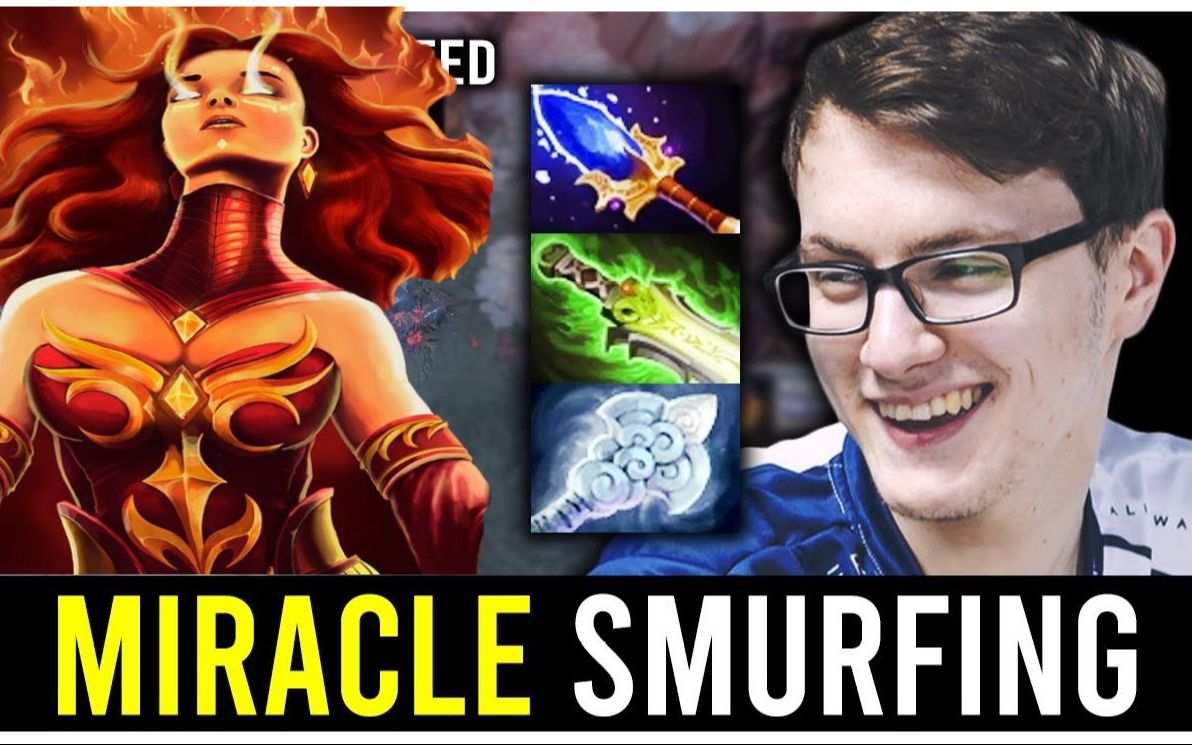 奇迹哥miracle中单火女,法系莉娜vs蓝猫!【dota2】