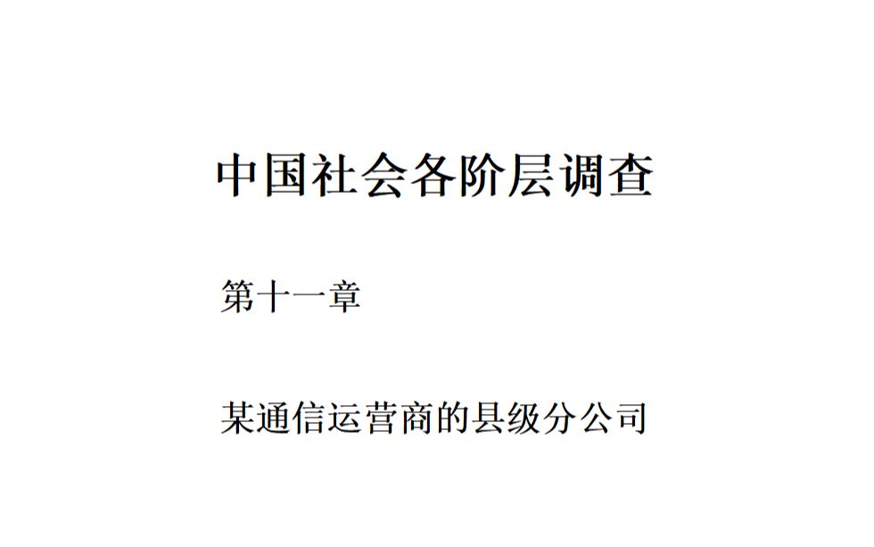 【读书】《中国社会各阶层调查研究》(星火出版社)13.第十一章 某通信运营商的县级分公司哔哩哔哩bilibili